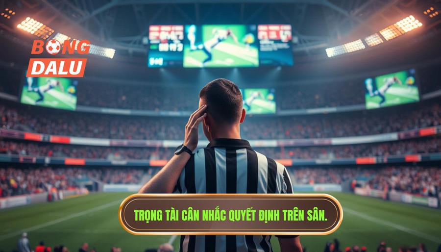 Trọng tài cân nhắc quyết định trên sân